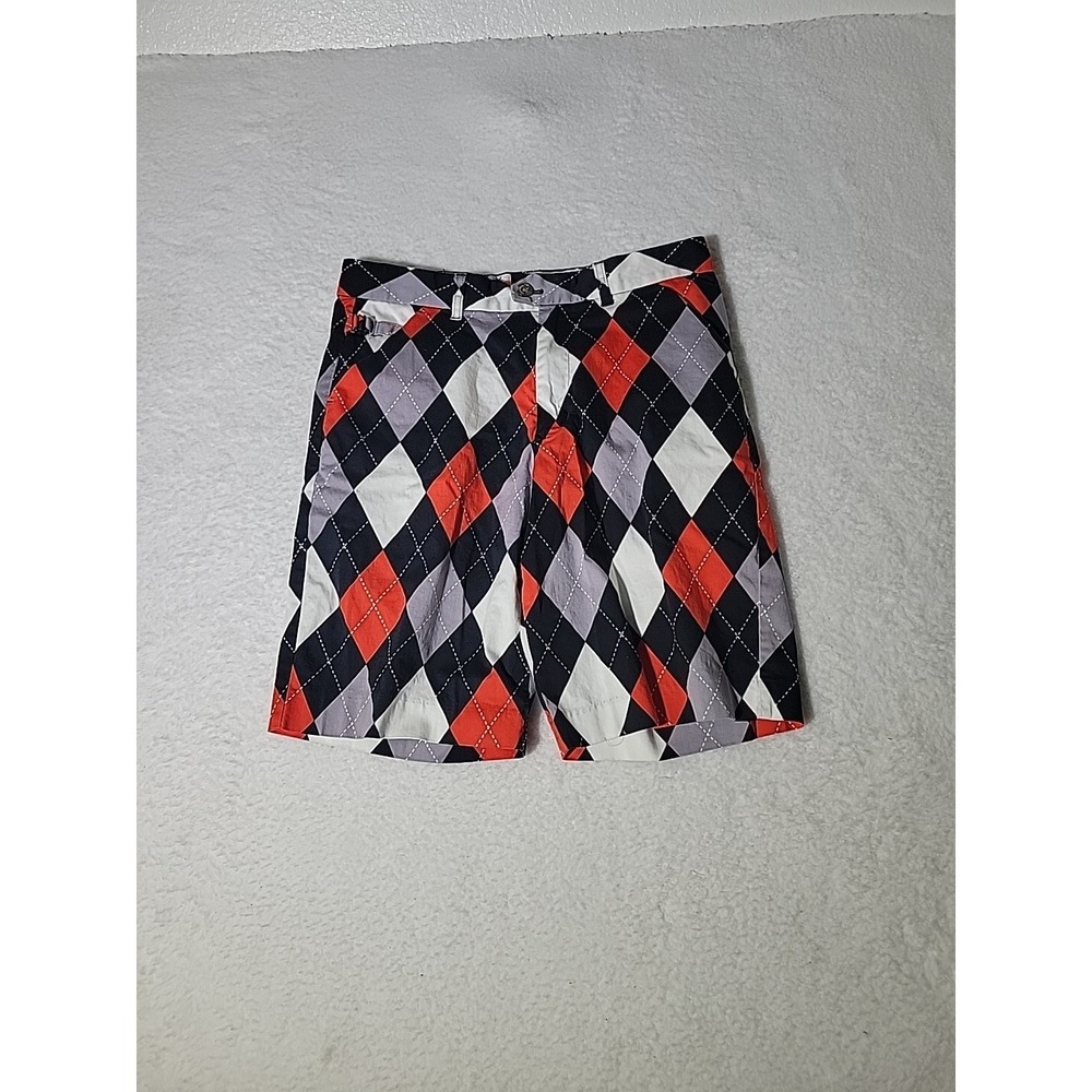 Royal and‎ Awesome Diamonds Cotton Golf Shorts Mens 32 Black/Red -9"